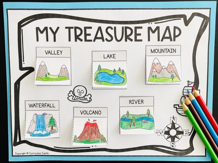 Treasure Hunt Map Skills Landforms Activity FREE CURRICULUM CASTLE