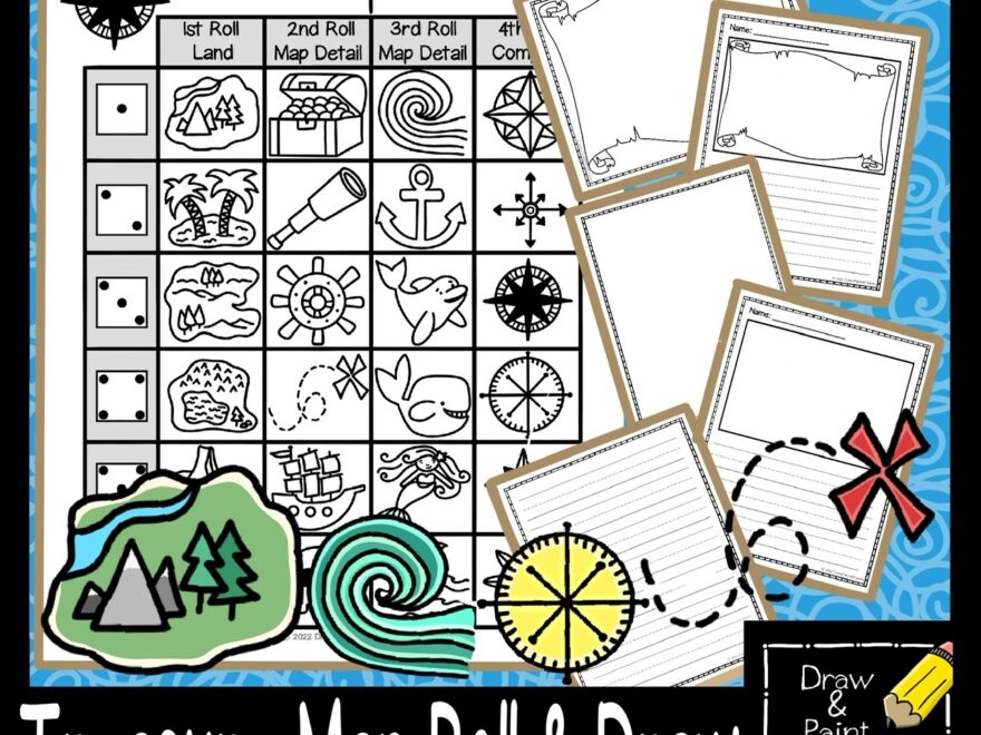 Treasure Map Roll And Draw Printable Art Game And Art Sub Lesson Made By Teachers