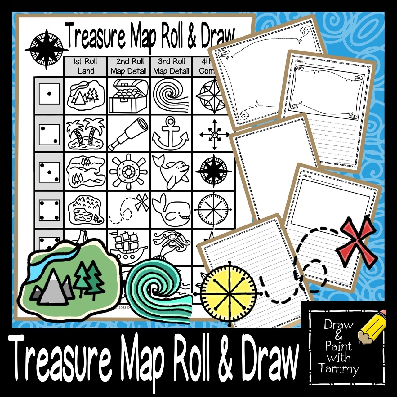 Treasure Map Roll And Draw Printable Art Game And Art Sub Lesson Made By Teachers