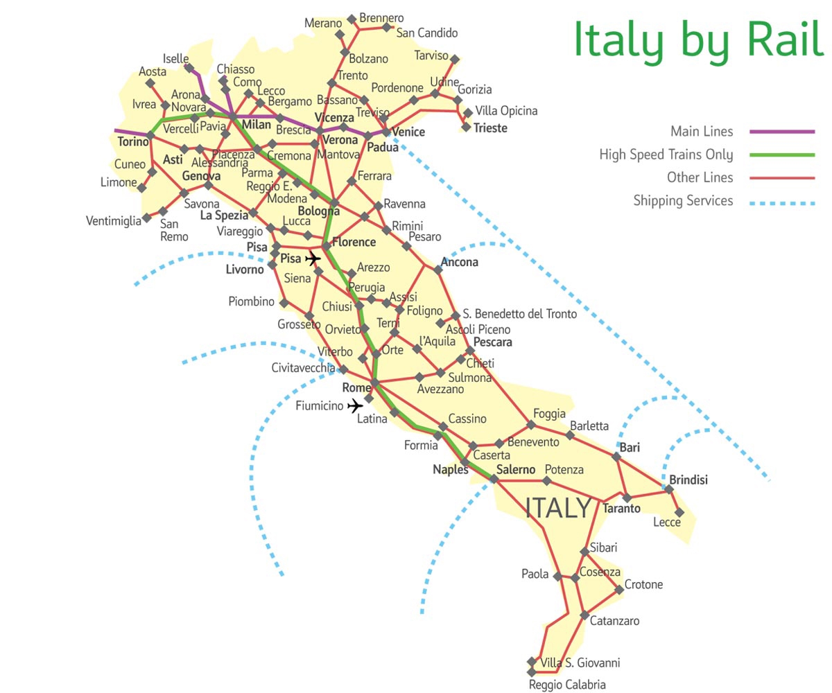 Italy Rail Map Printable