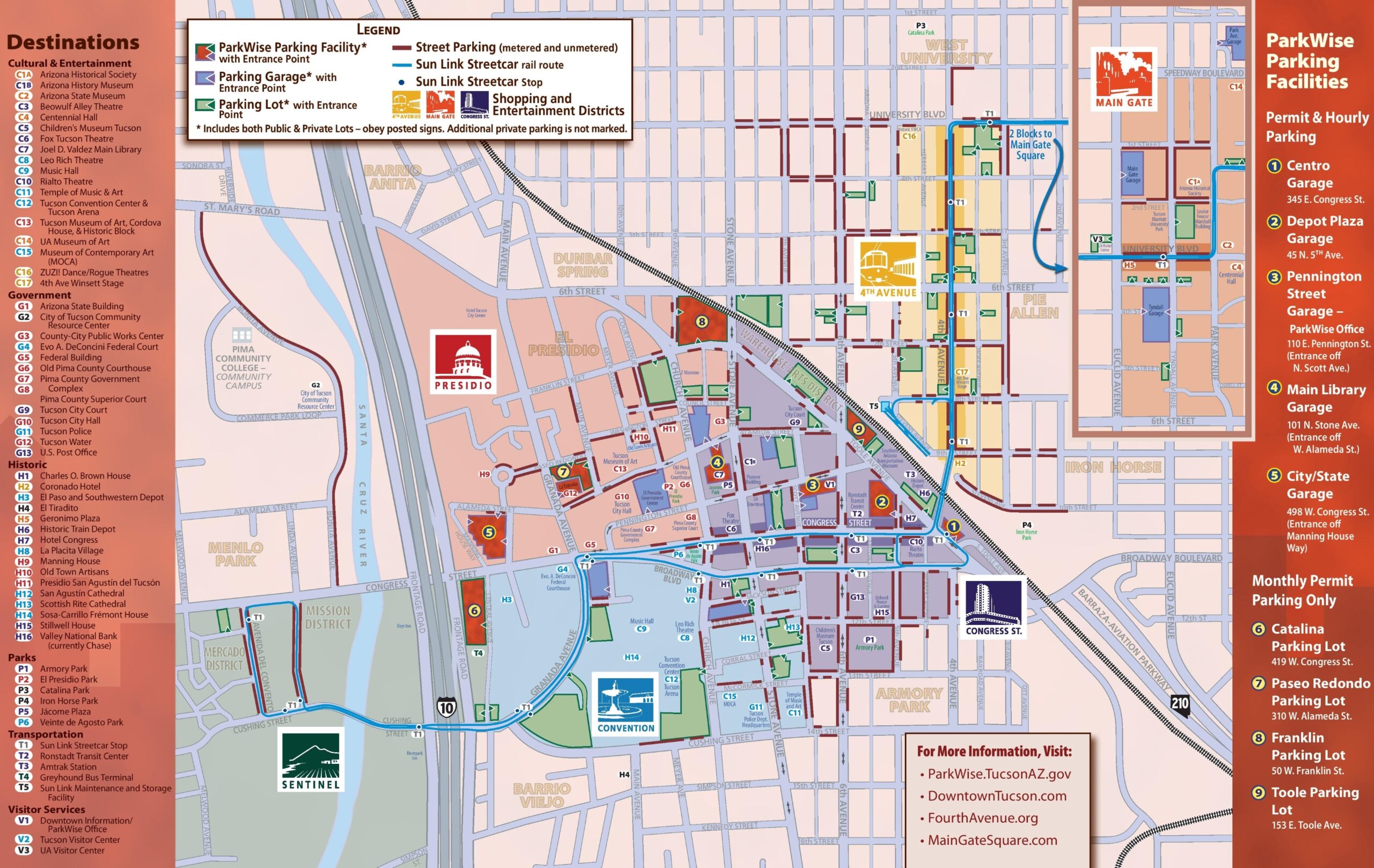 Tucson Tourist Map Ontheworldmap