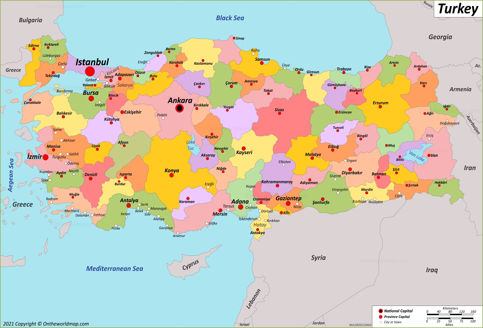 Free Printable Map Of Turkey