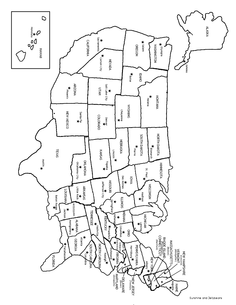 Free Printable Us Map Showing States
