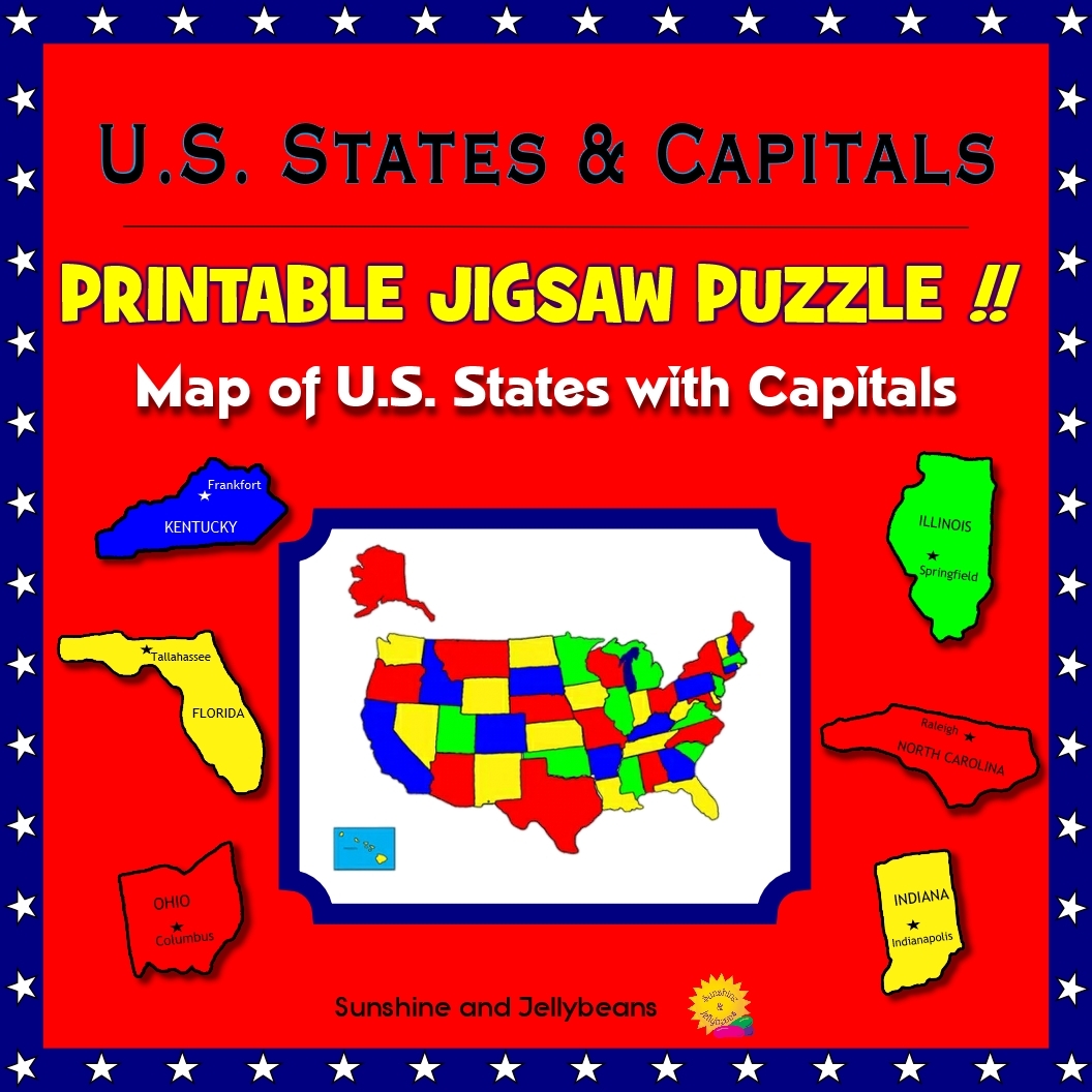 U S States Map Printable Jigsaw Puzzle Grades 3 7 Made By Teachers