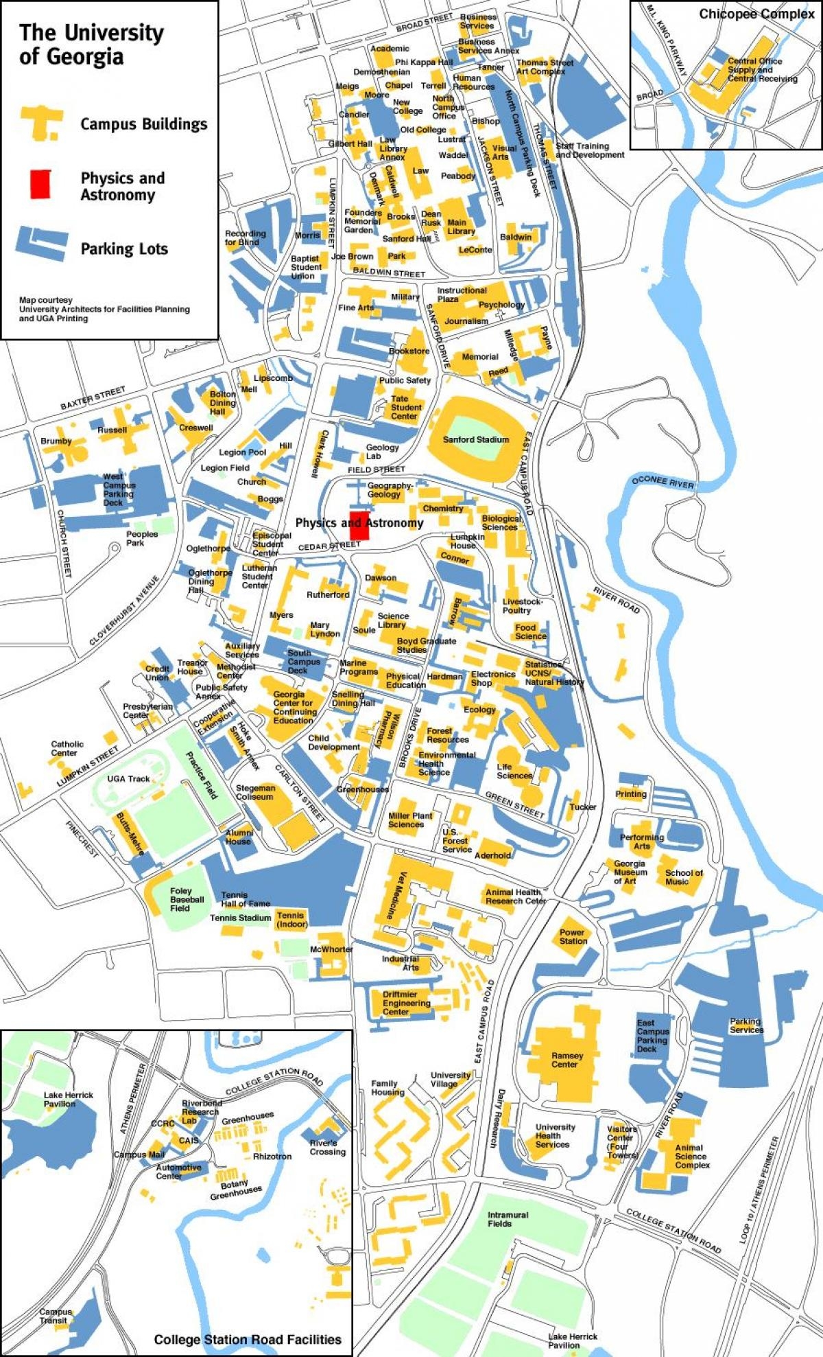 Uga Campus Map University Of Georgia Map United States Of America 