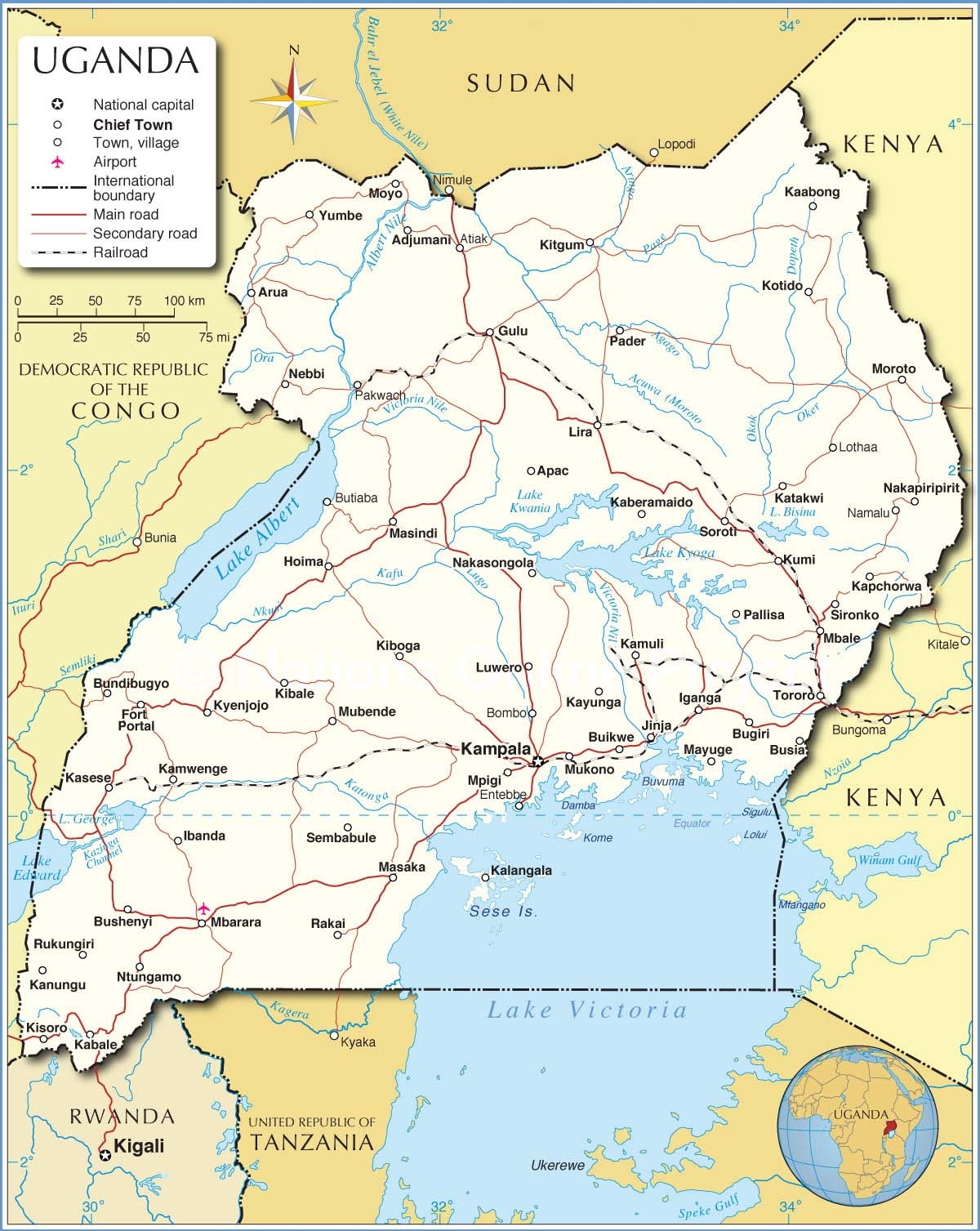 Uganda Maps Printable Maps Of Uganda For Download