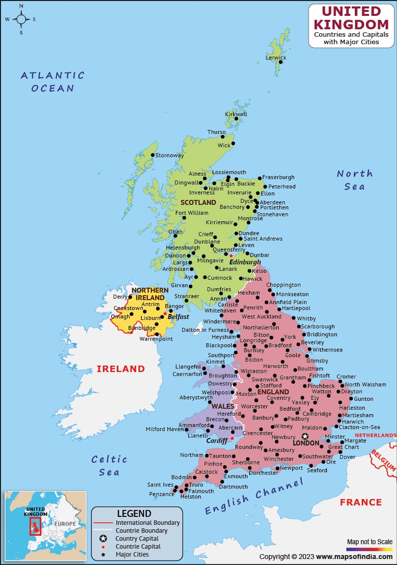 Outline Map Of Uk Printable With Capitlas