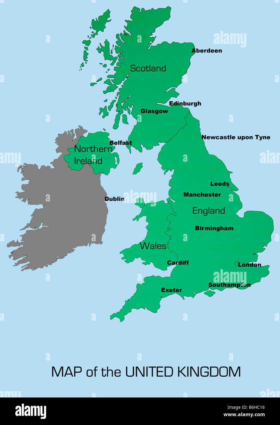 UK Map Outline Showing England Scotland Wales And Northern Ireland With Major Cities Stock Photo Alamy
