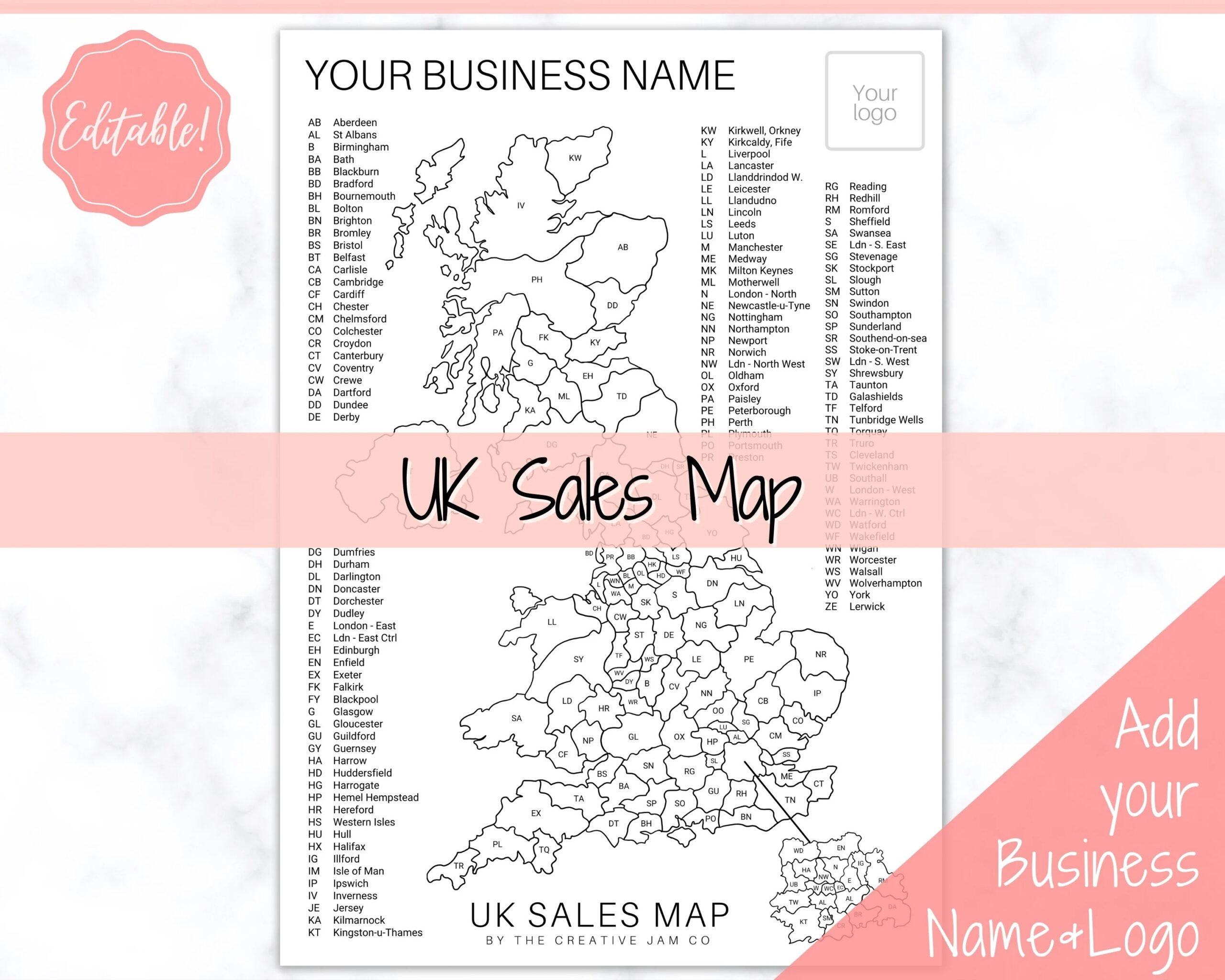 UK Sales Map Business Postcode Sales Map Colour In Map Etsy Sales Tracker Post Code Printable Map For Sales Colouring Sheet Colour In Etsy