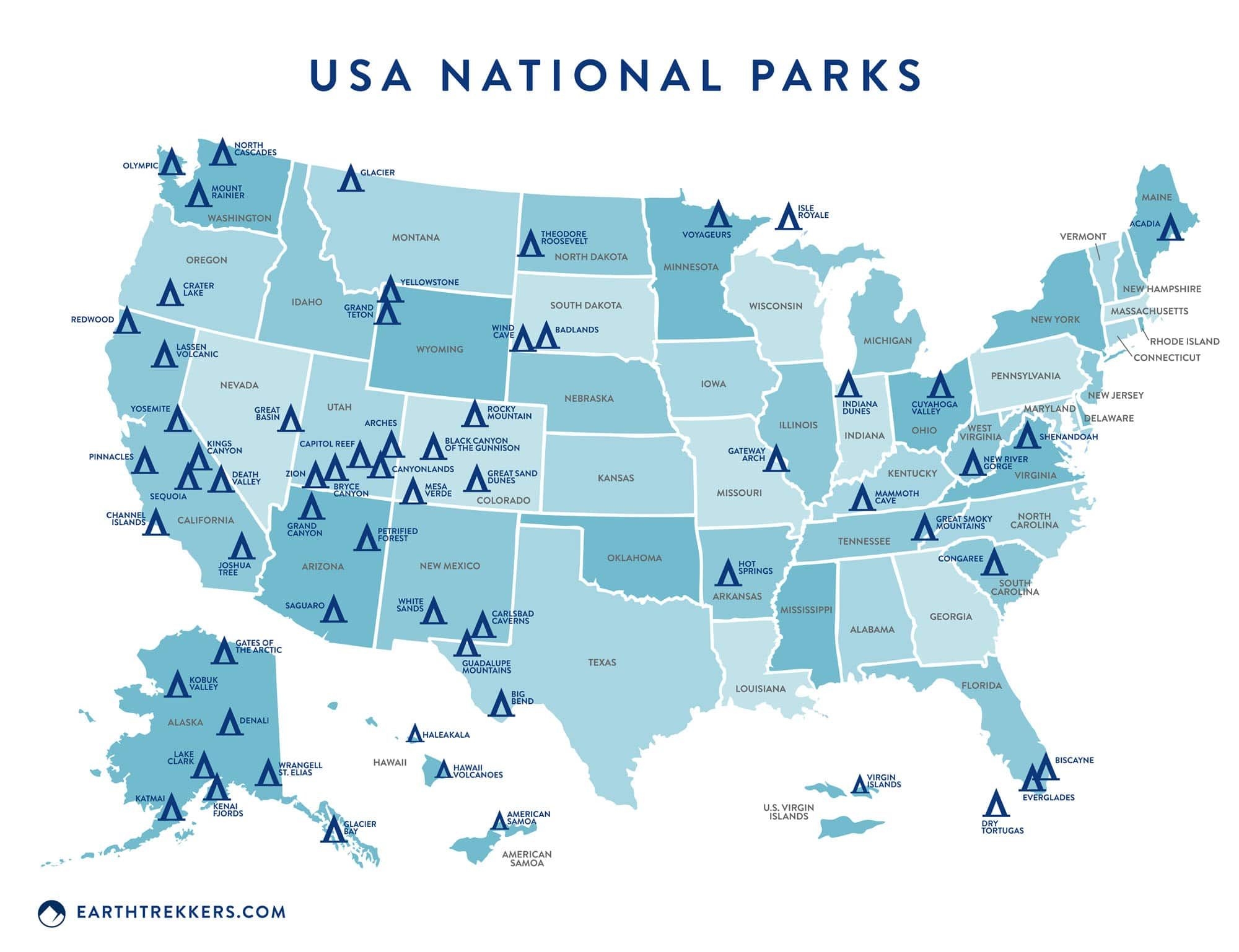 Free Printable Map Us National Parks