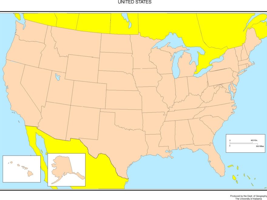United States Blank Map Worksheets Library