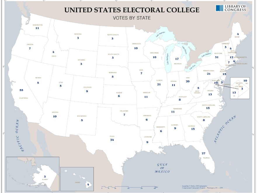 United States Electoral College Votes By State Library Of Congress