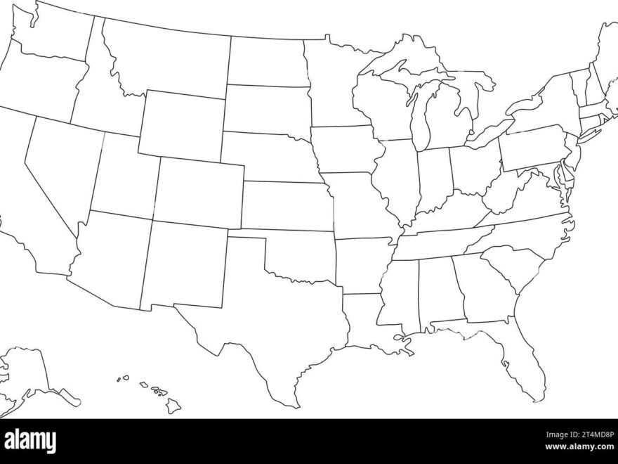United States Map Black And White Stock Photos Images Alamy