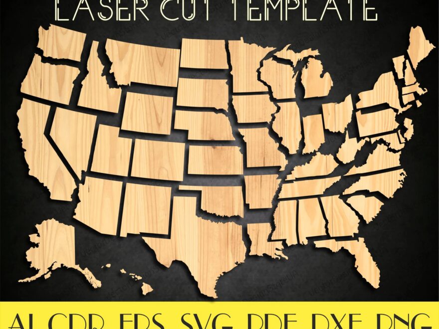 United States Map File usa Puzzle Map usa Puzzle Svg usa Wall Decor usa Map Dxf usa Art fathers Day Gift cnc Plans laser Cut Files LCT 55 Etsy