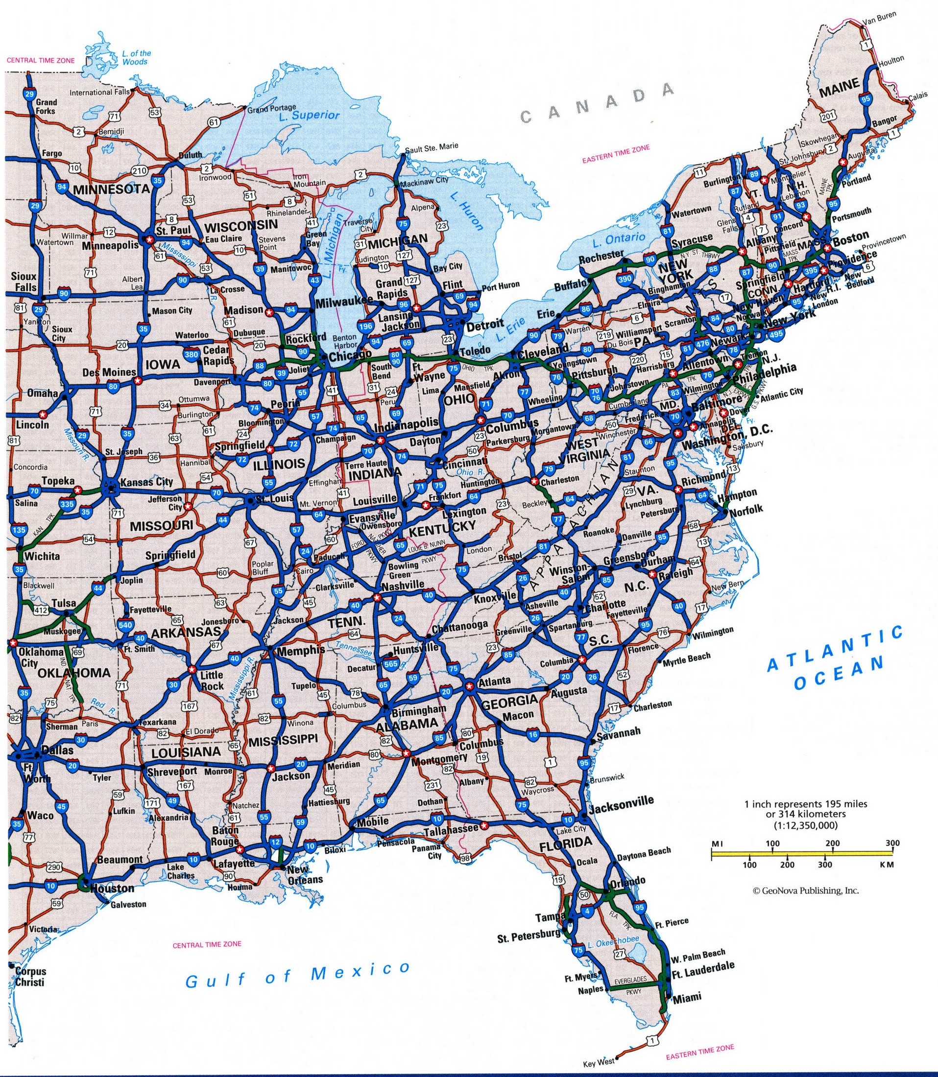 East Coast Road Map Printable