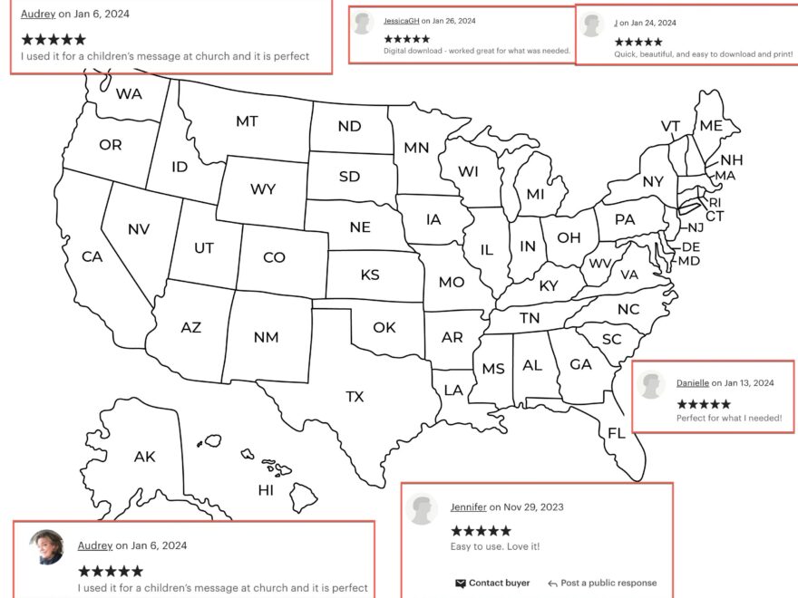 United States Map Labeled Printable Learn The States Map Of The USA Includes Blank Map Etsy
