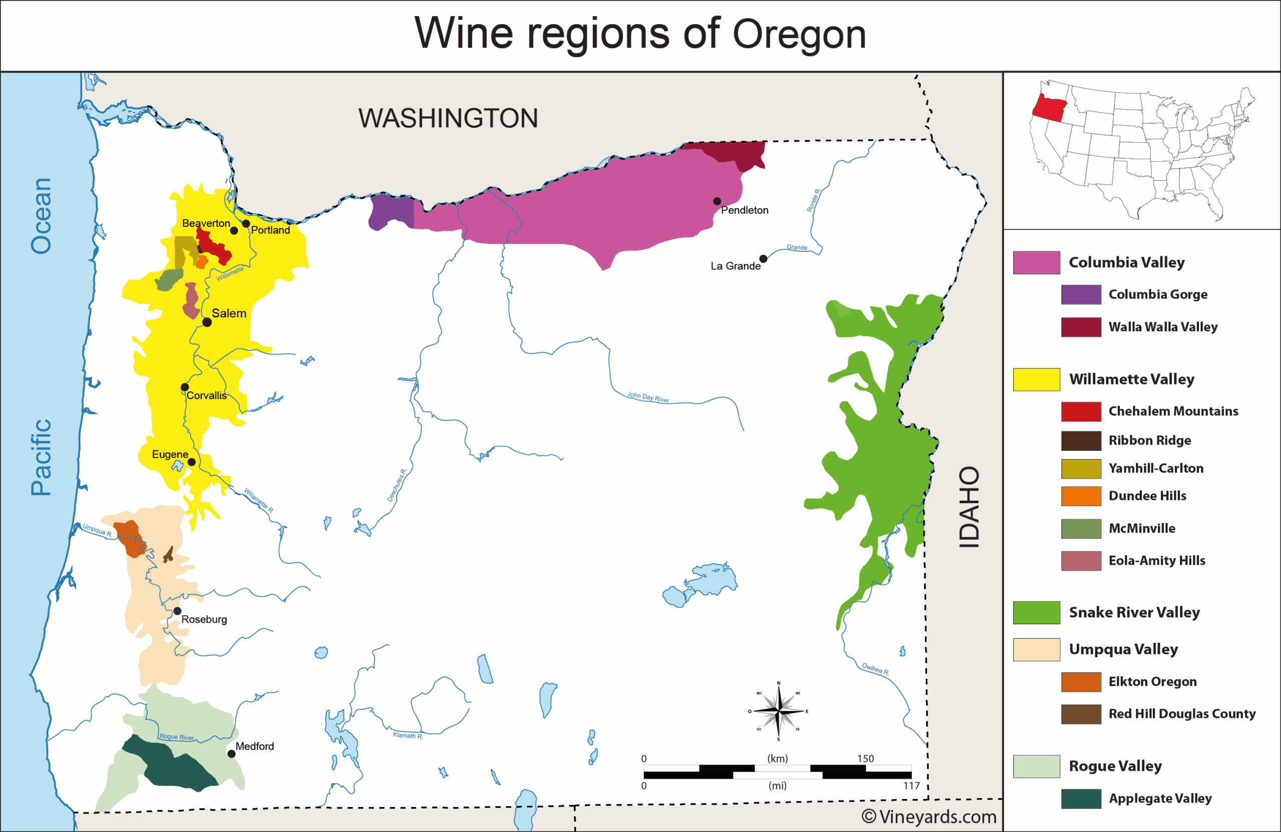 United States Map Of Vineyards Wine Regions