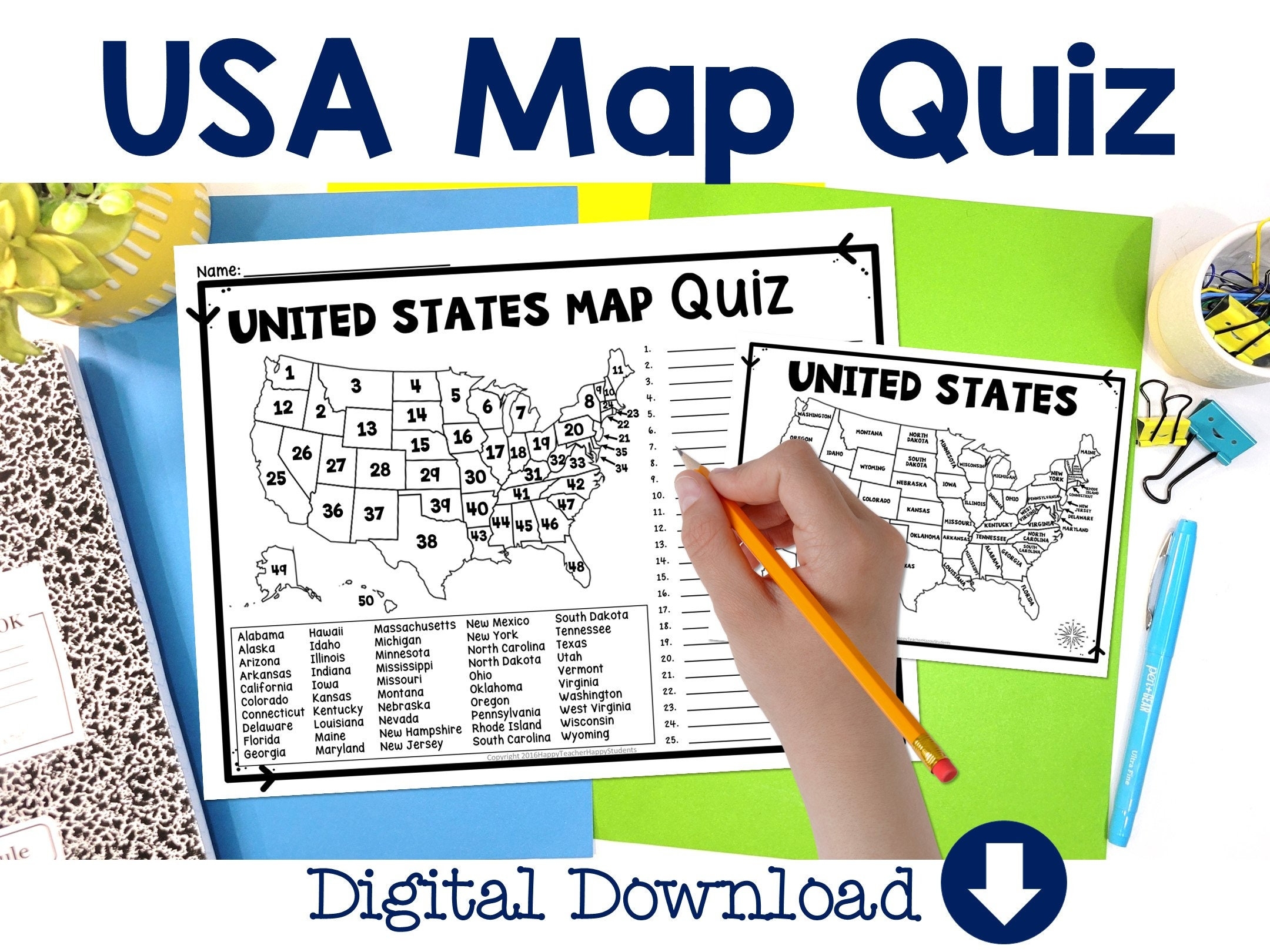 Printable Blank Us States Map Quiz