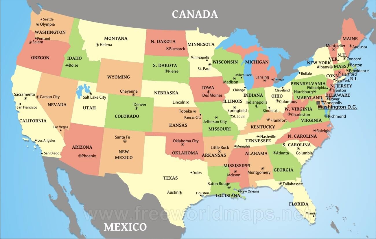 Us City Map Printable