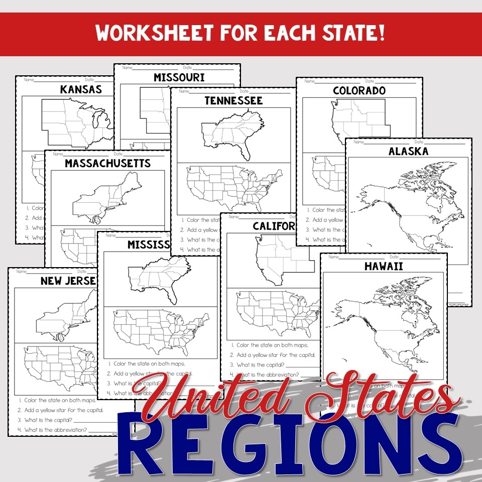 United States Regions Map Printable