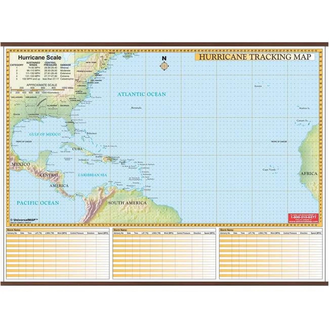 Univarsal 911000062001 64x50 PPR 64 X 50 In Hurricane Tracking Chart Wall Map Paper Walmart
