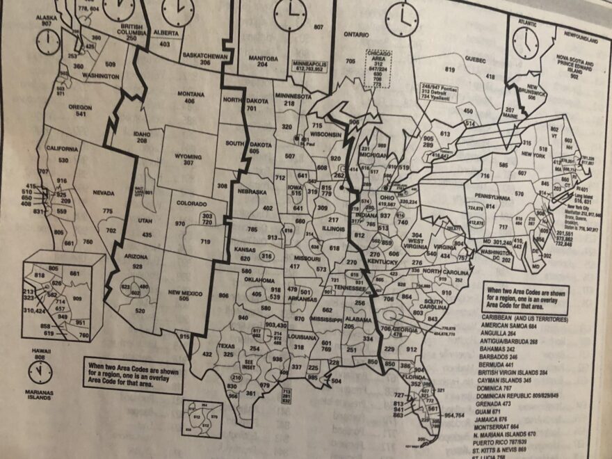 US Area Codes And Time Zone Map Photo From An Old Phone Book R coolguides