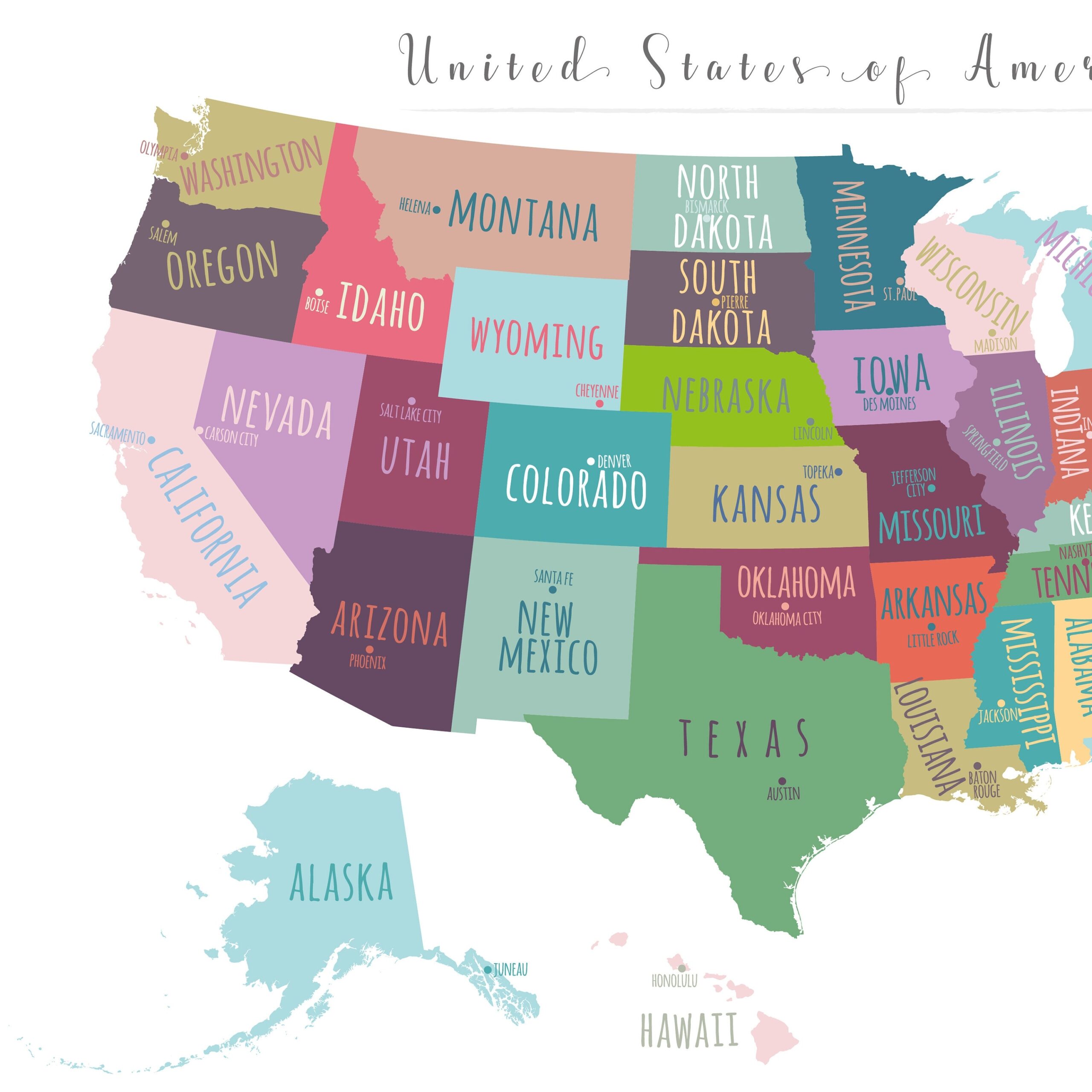 Free Printable Us Map With Capitals