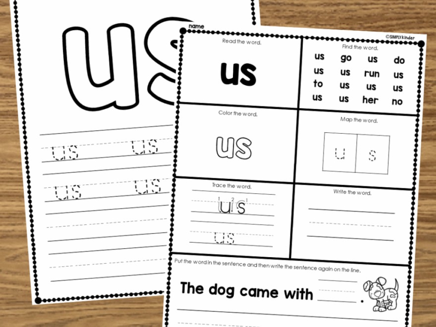 Us Sight Word Printable Activities Simply Kinder Plus