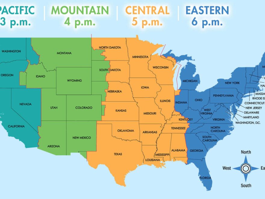 US Time Zone Map Guide Of The World
