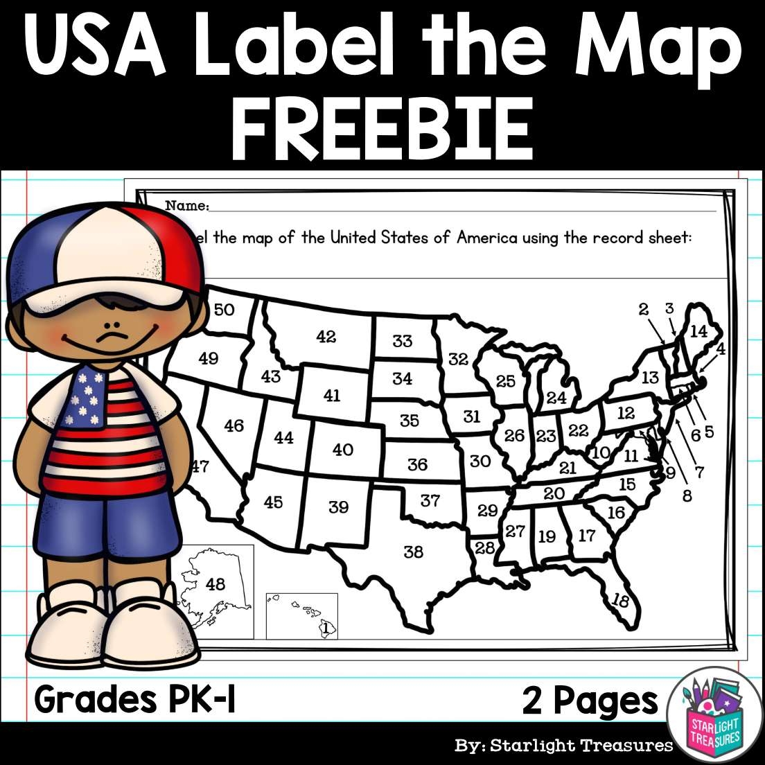 USA Label The Map Printable For Early Readers FREEBIE USA Map Activity Made By Teachers