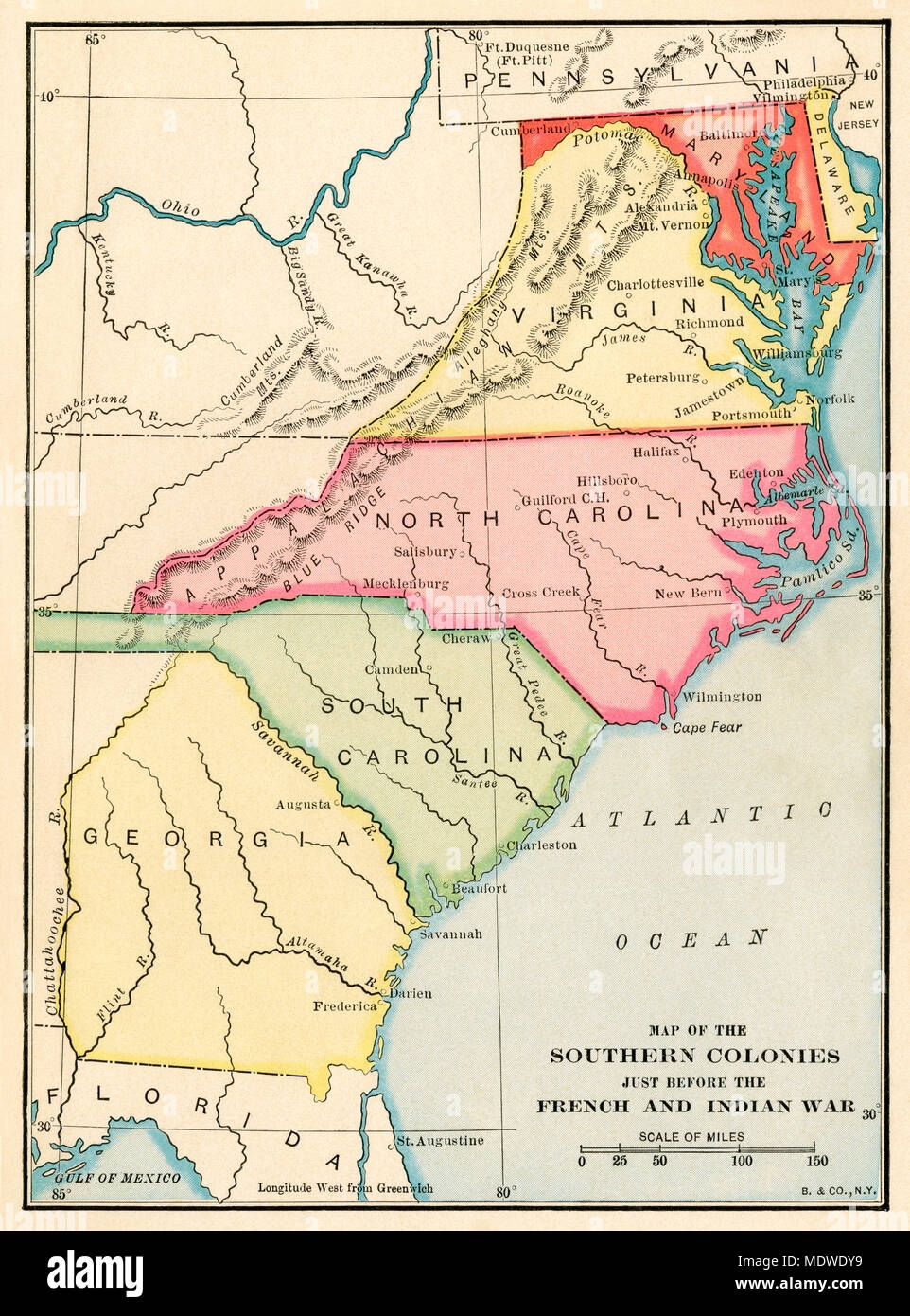 Southern Colonies Printable Map