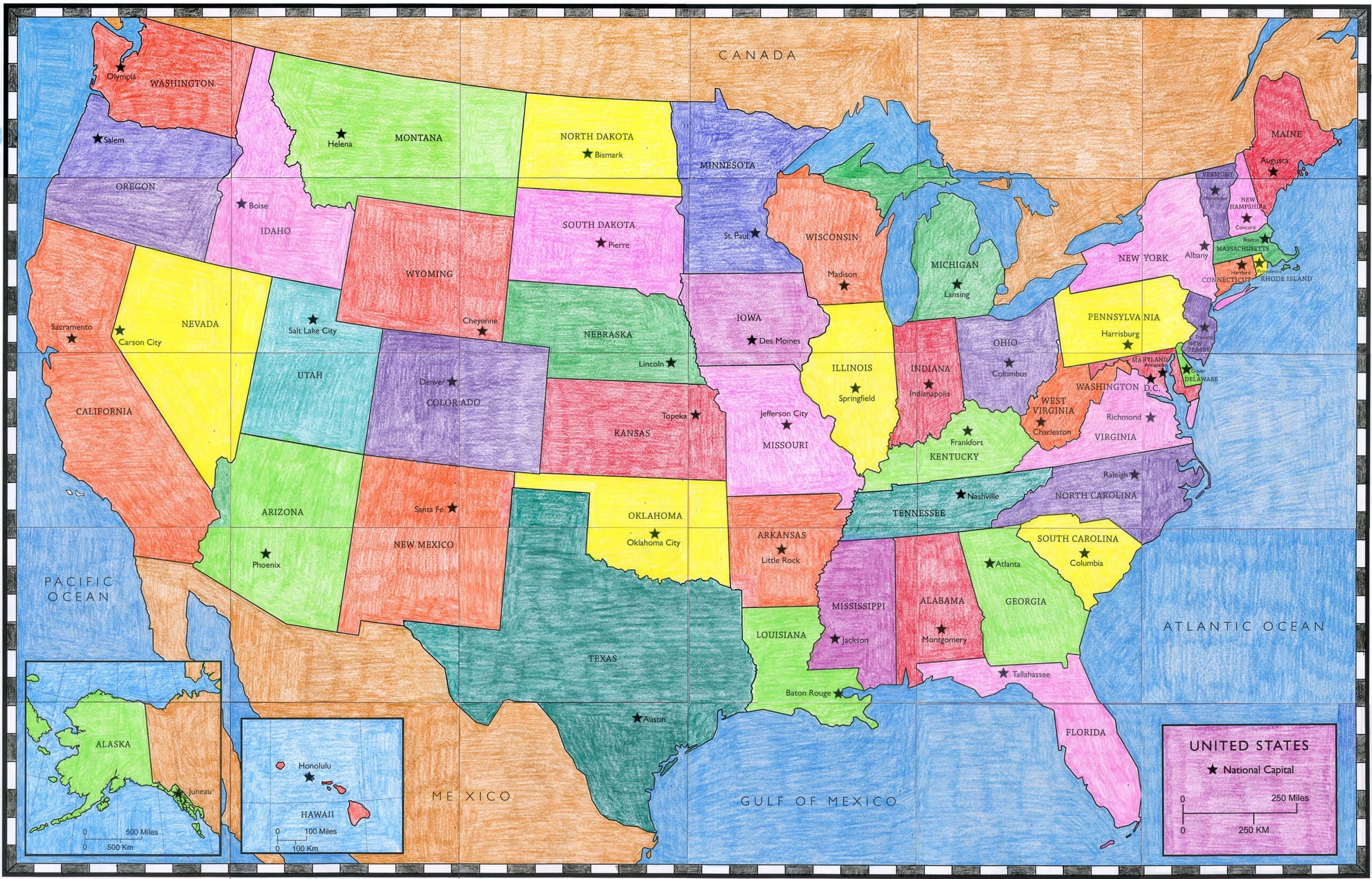 Large Usa Map Printable