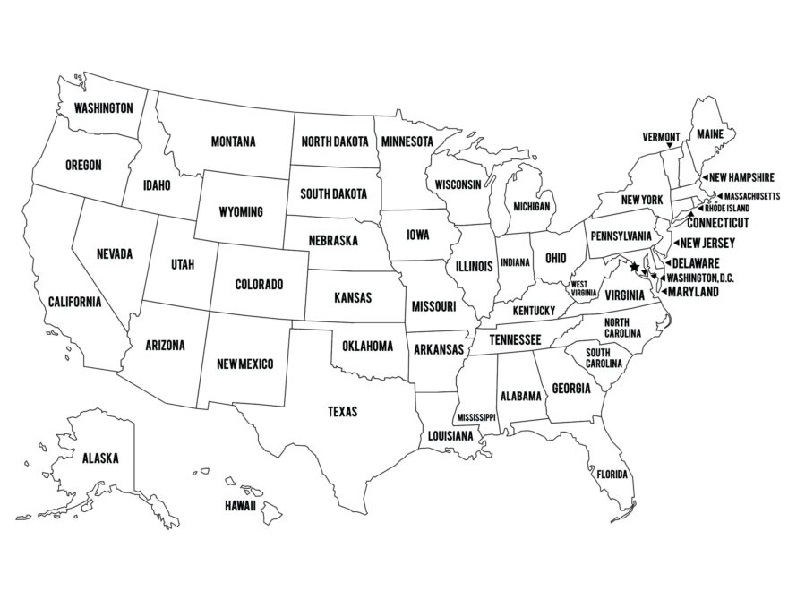 USA Map Coloring Pages Geography Outline JPEG Vector EPS Digital Download Etsy