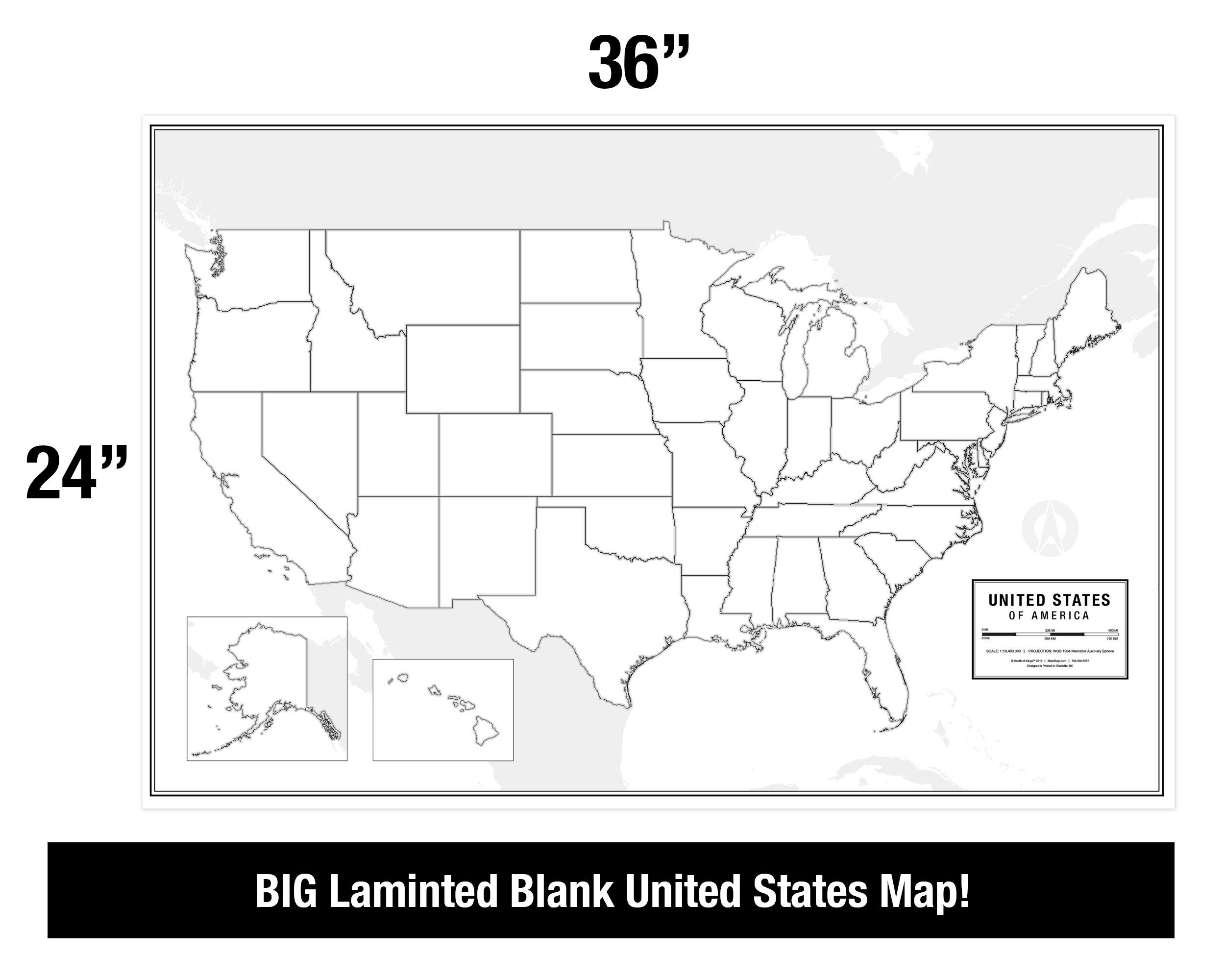 Usa Map Large Blank World Outline Map Poster Laminated 36 X 24 United States Map For Wall