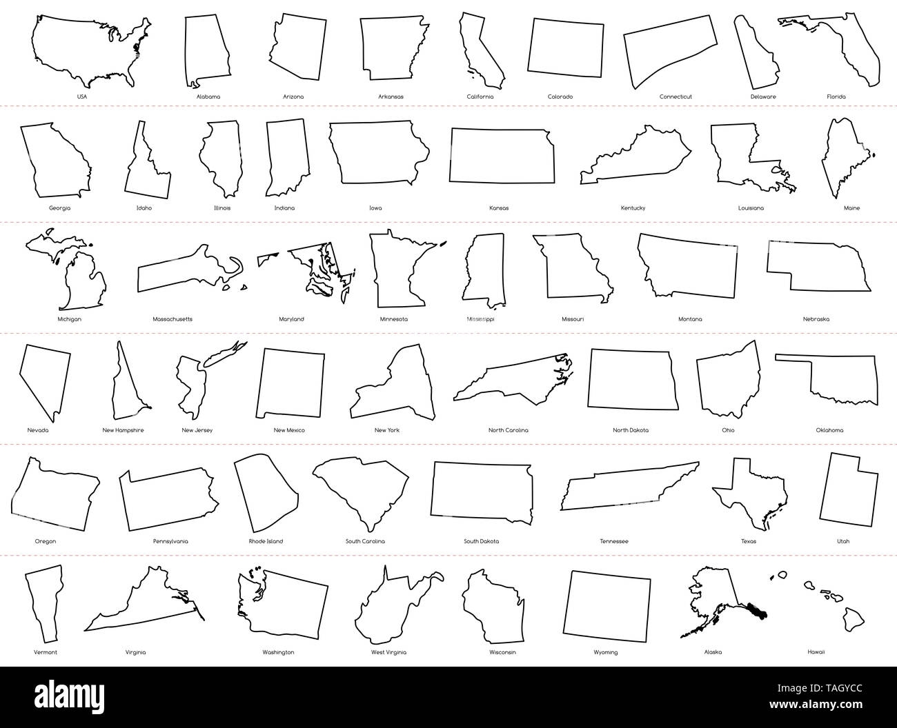 Usa Map Outline Black And White Stock Photos Images Alamy