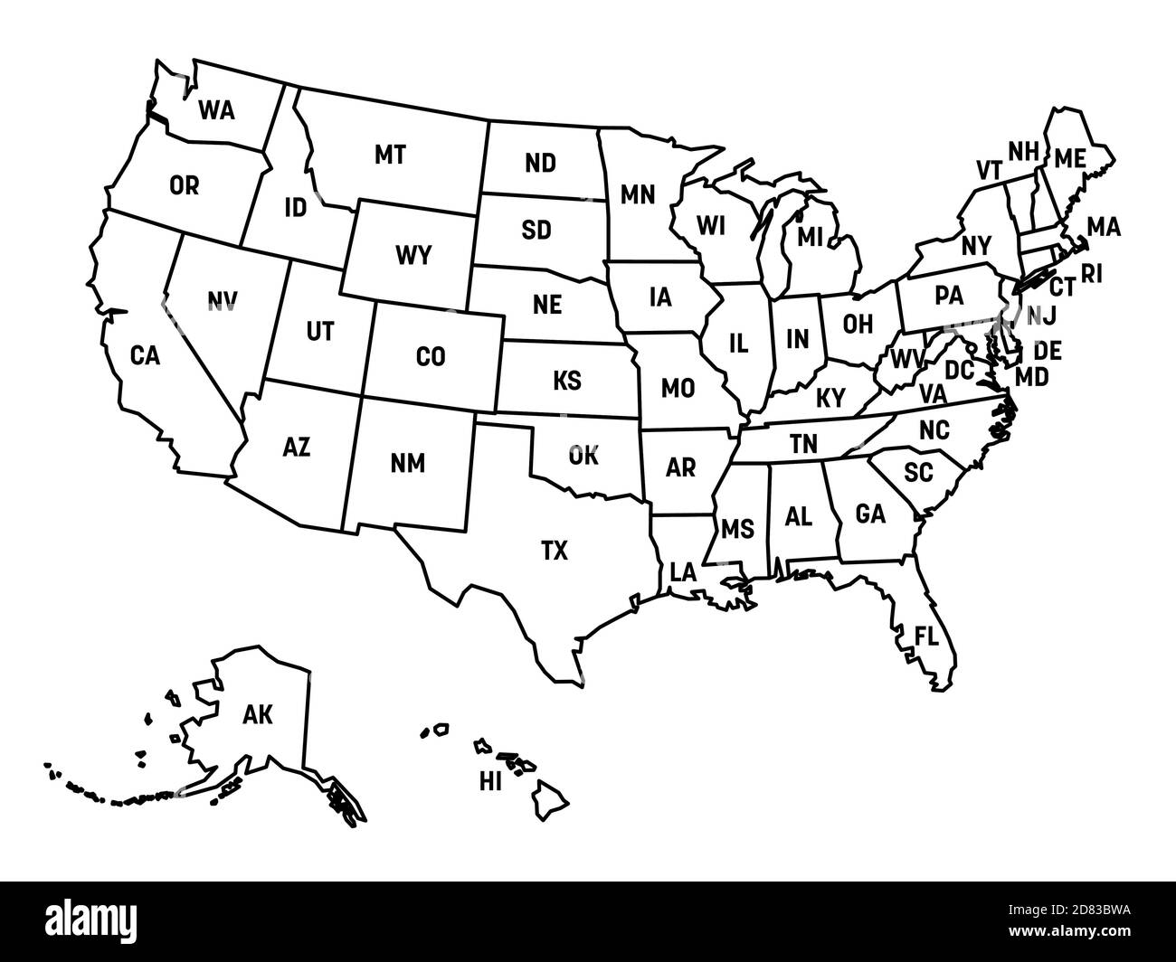 Printable Us Maps United States With Abbreviation