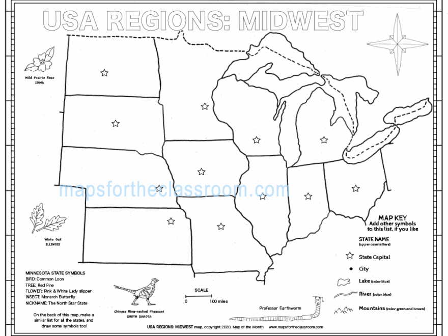 USA Regions Midwest Maps For The Classroom