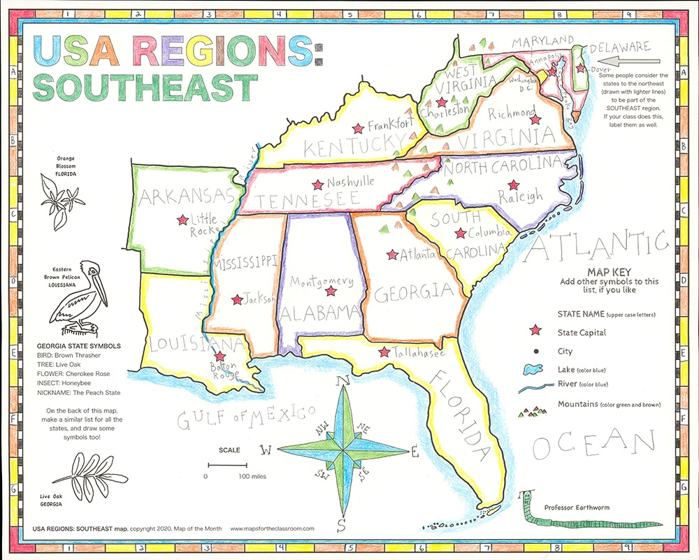 USA Regions Southeast Worksheets Library
