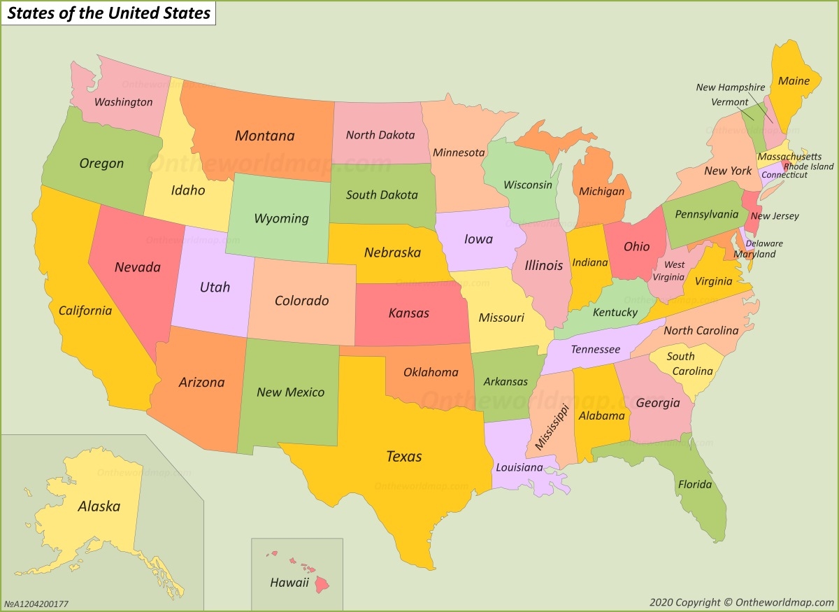 Printable Map Of Usa States