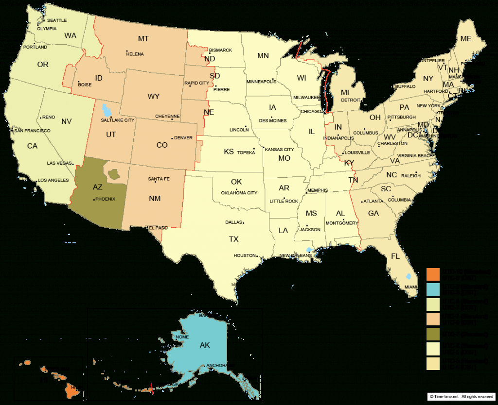 United States Time Zone Map Printable