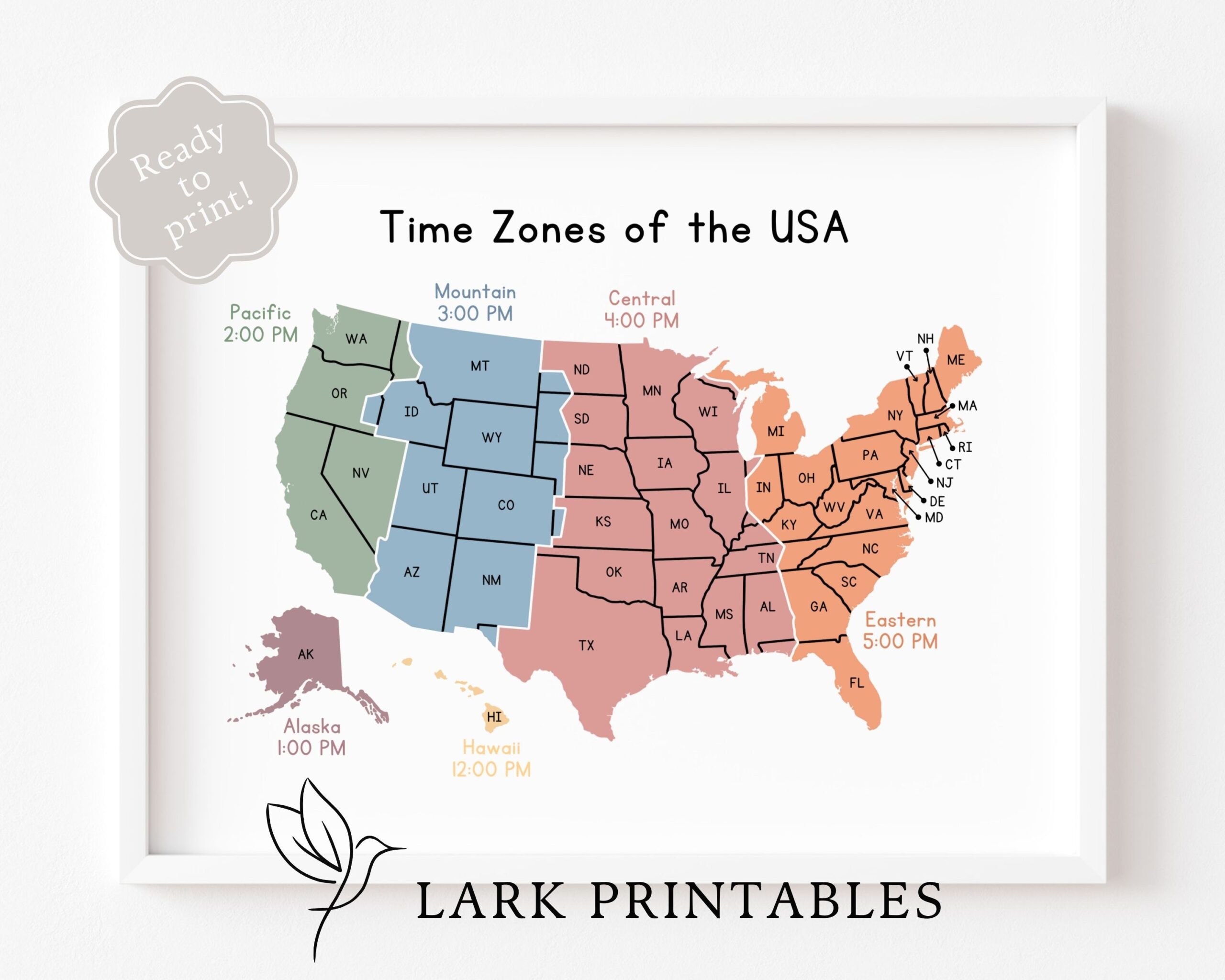 USA Time Zone Map Large Printable Colorful State With Cities Map Worksheets Library