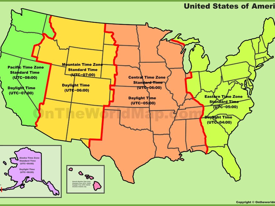 USA Time Zone Map Ontheworldmap
