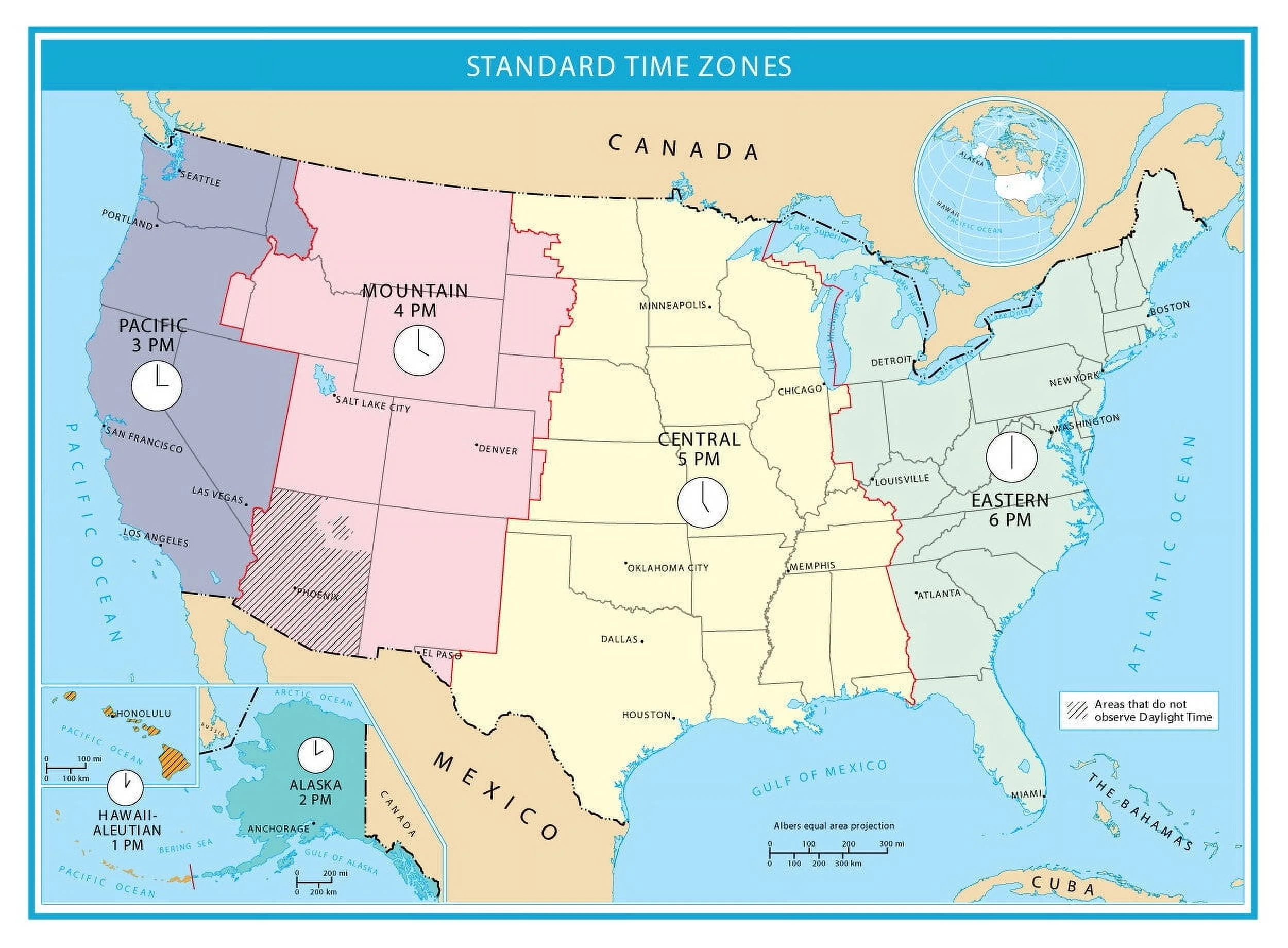 USA Time Zones Map GLOSSY POSTER PICTURE PHOTO PRINT BANNER CONVERSATIONPRINTS Walmart Business Supplies