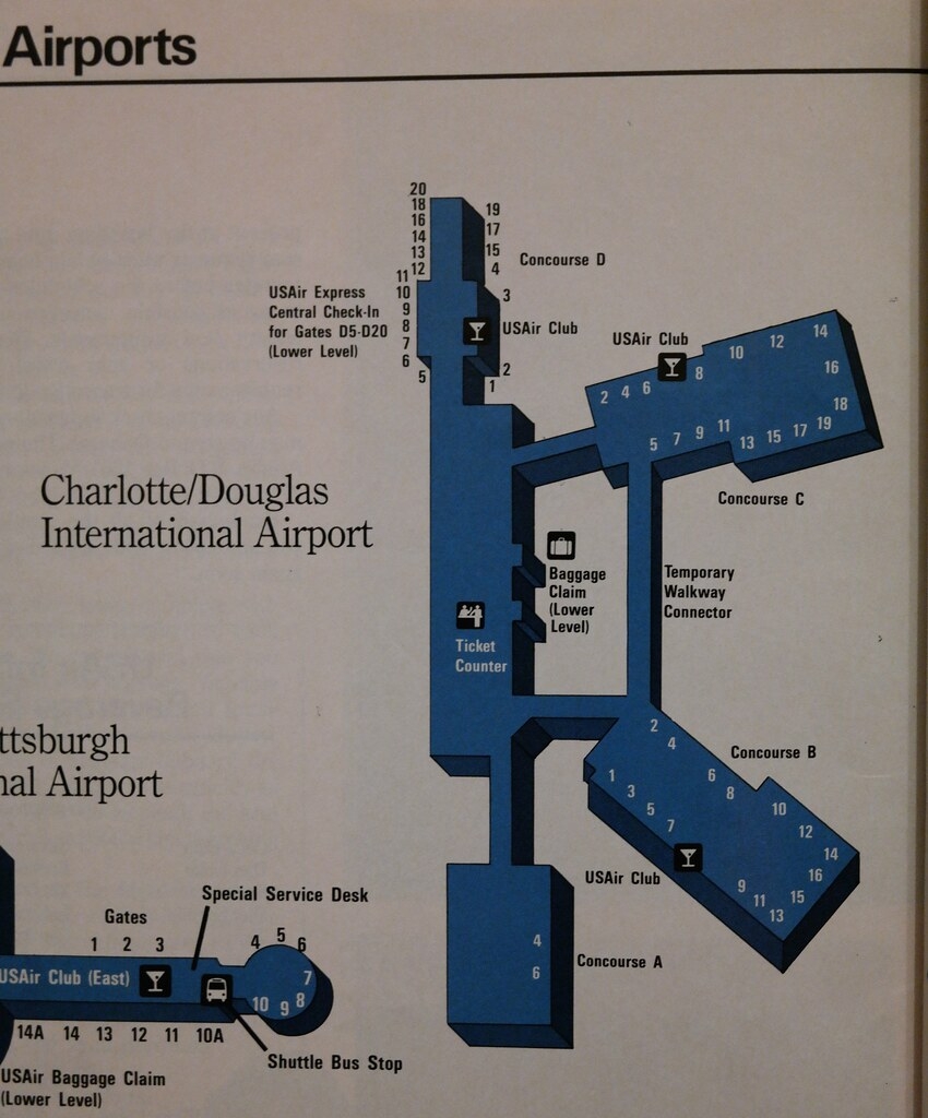 USAir Charlotte Douglas Airport Diagram 1991 A USAir Map Flickr USAir Charlotte Douglas Airport Diagram 1991 A USAir Map Flickr