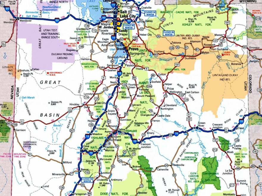 Utah Road Map Ontheworldmap