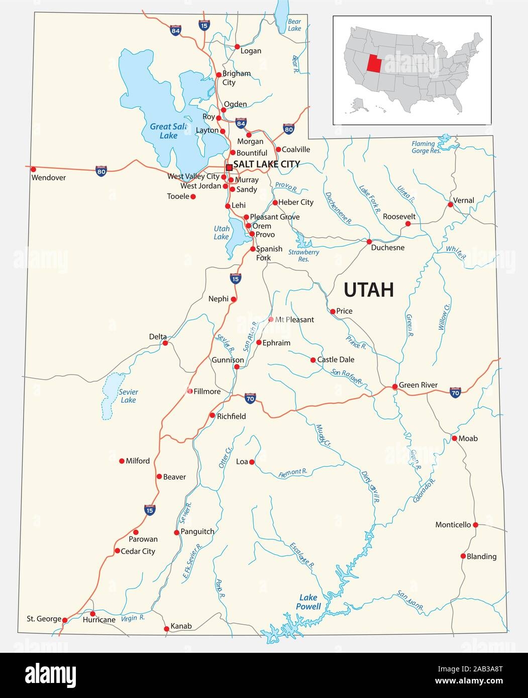 Utah Road Map State Hi res Stock Photography And Images Alamy