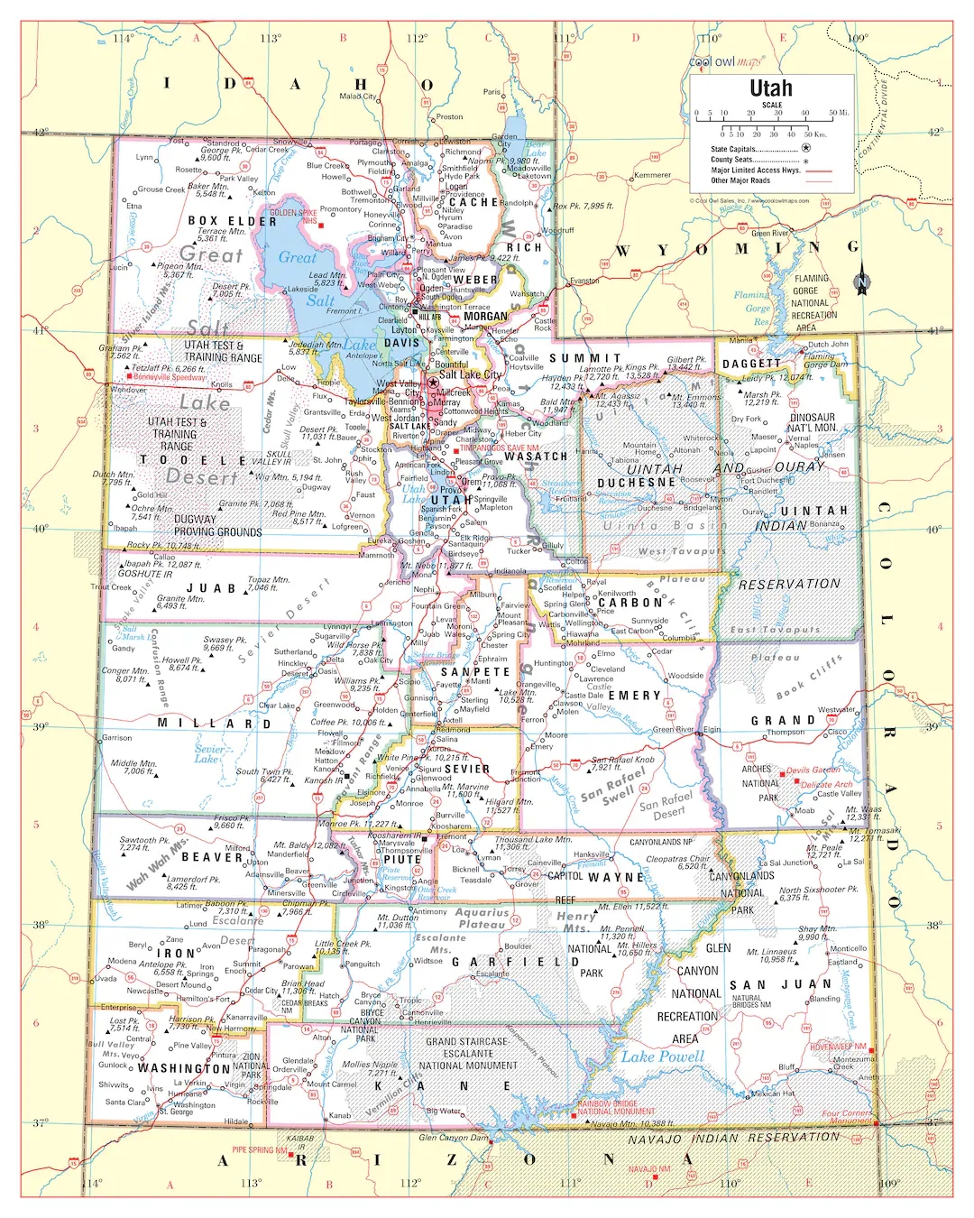 Utah State Map Printable