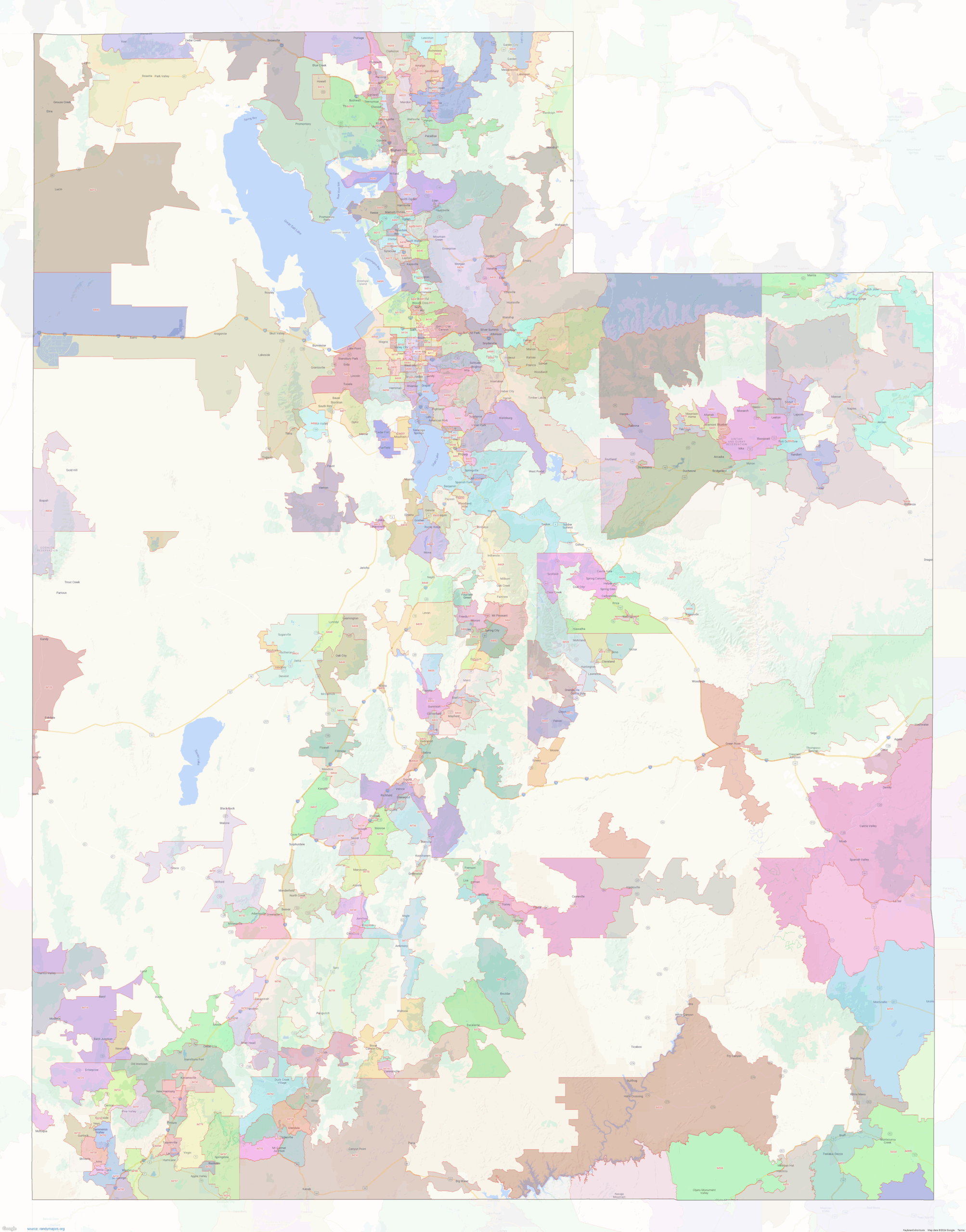 Utah Zip Code Map Printable