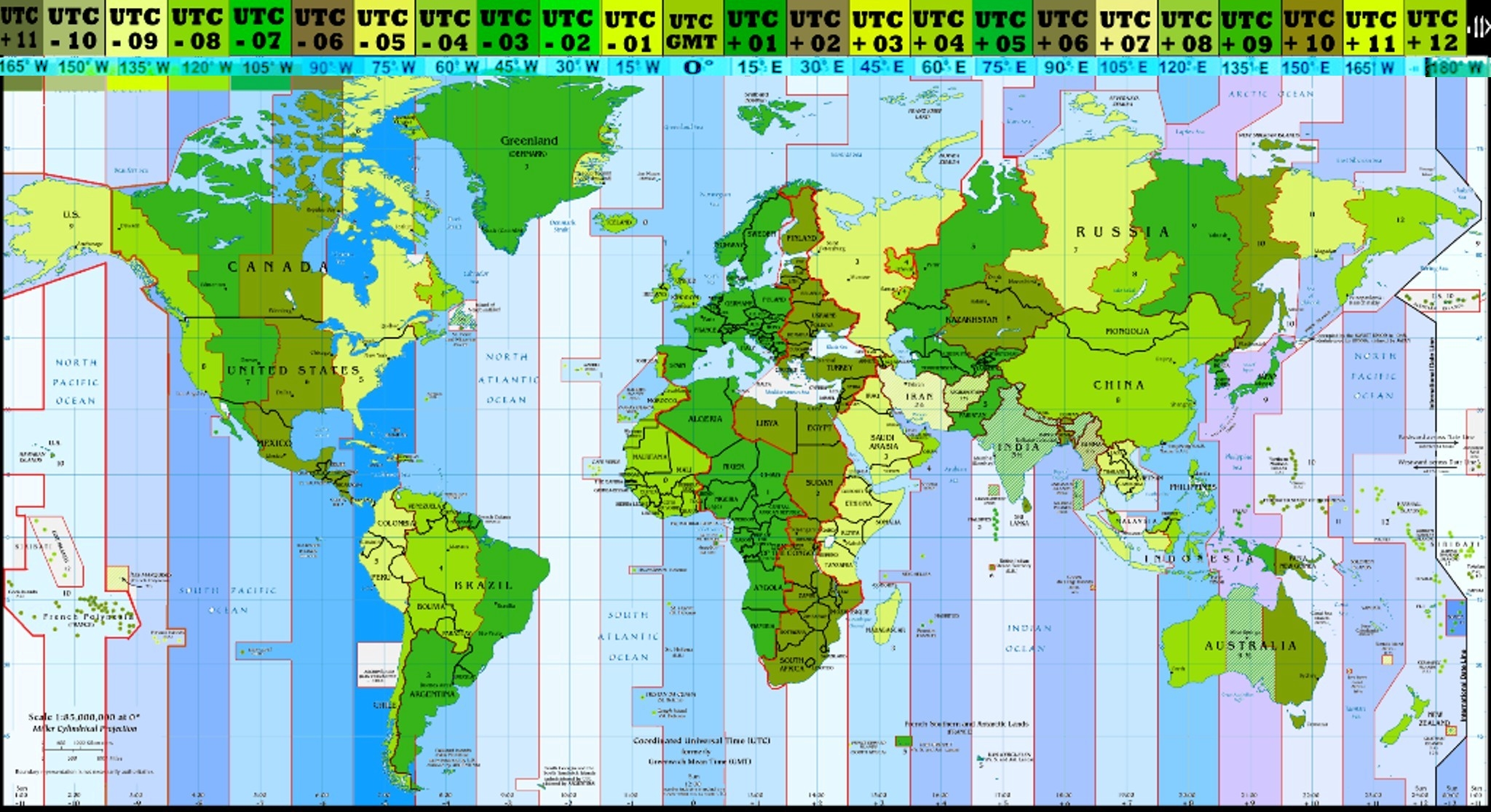 Printable World Map With Time Zones