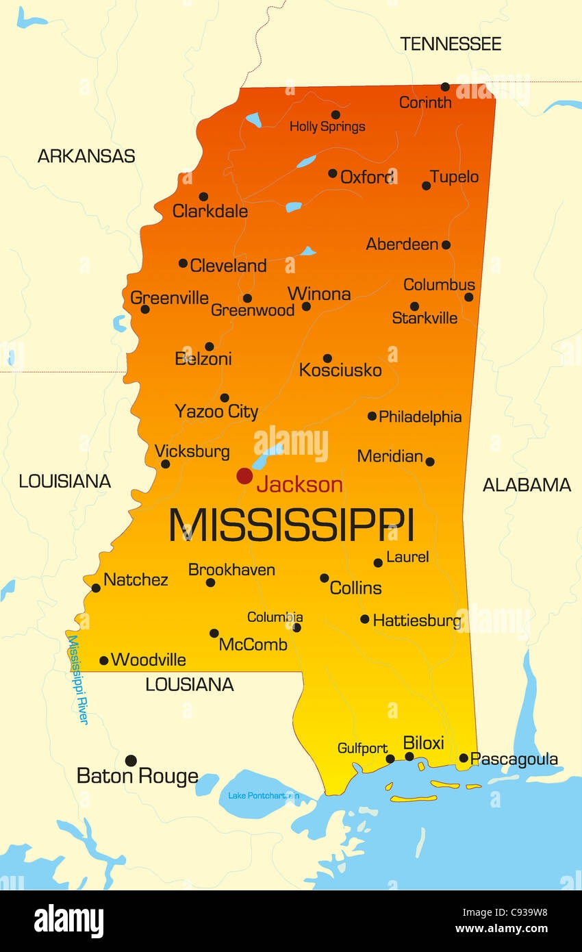 Printable Mississippi State Map